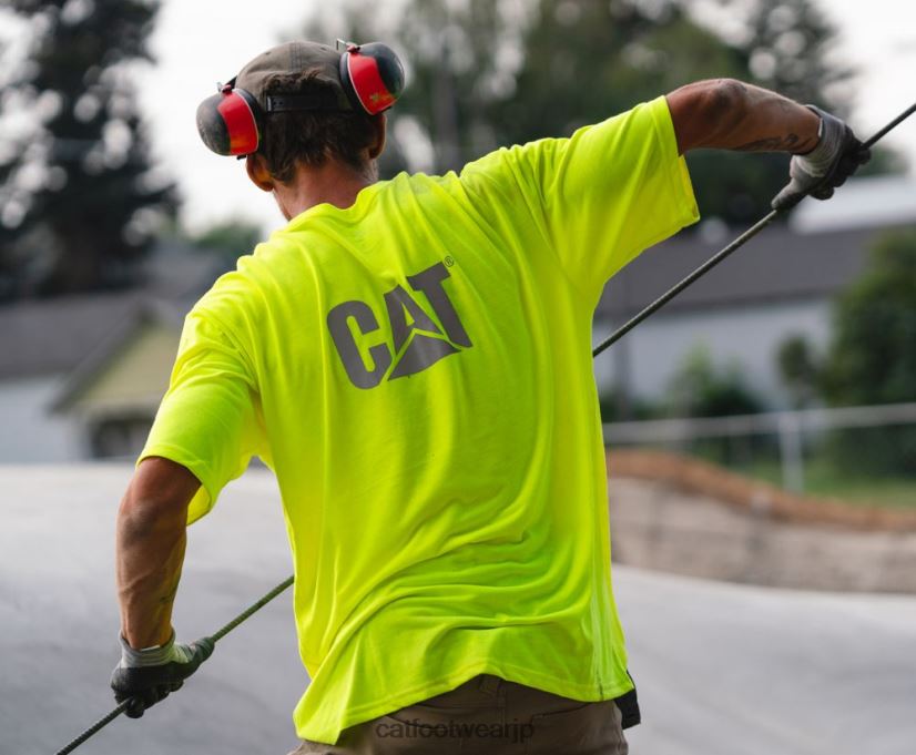 ハイビズトレードマークのポケットTシャツ メンズイエロー 男性 N2JB0V215 Caterpillar |トップス＆アウター